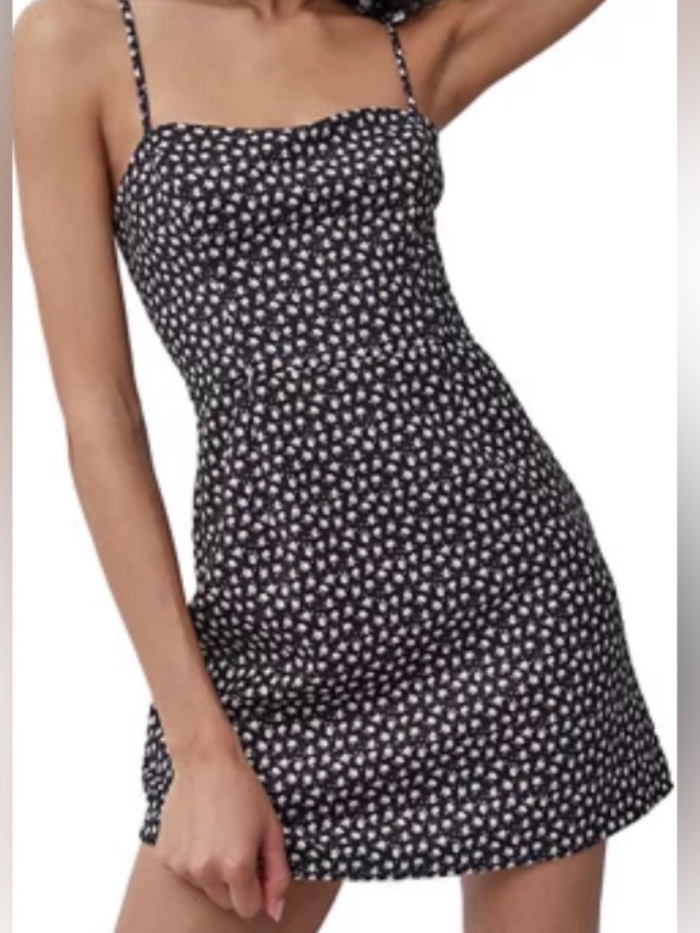 French Connection Aura Ditsy Floral Mini Dress Black and White Sz 10